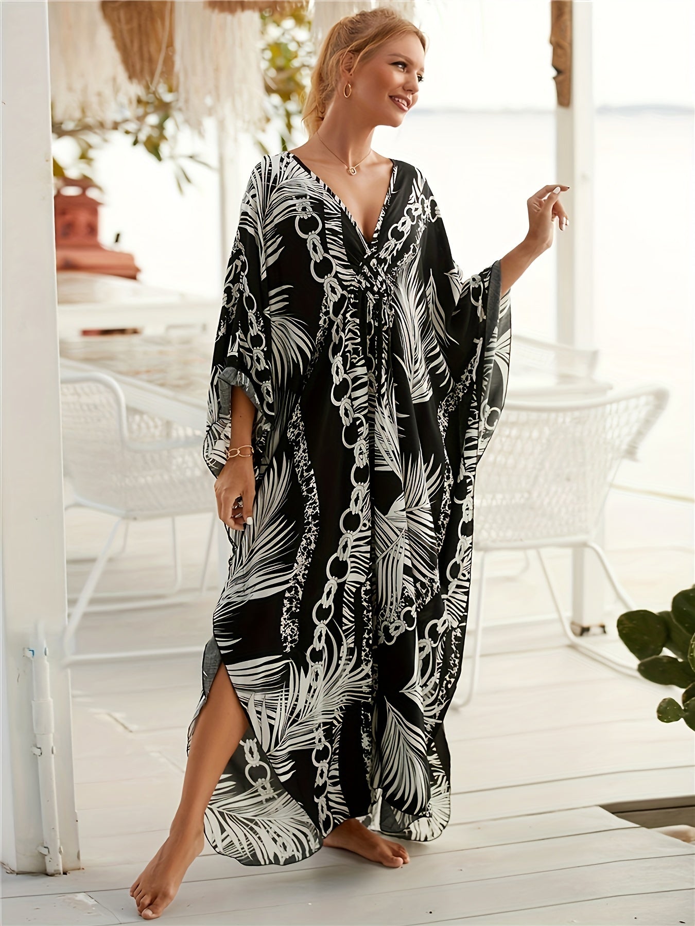 CELIA LUXE CHAIN PRINT KAFTAN DRESS SiennaMelbourne